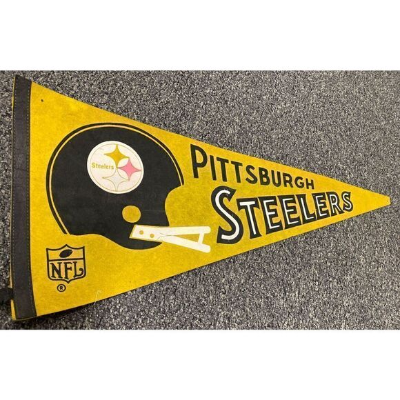 Vintage Pittsburgh Steelers Felt Wall Pendant flag Mancave 29” x 12” - Picture 2 of 4